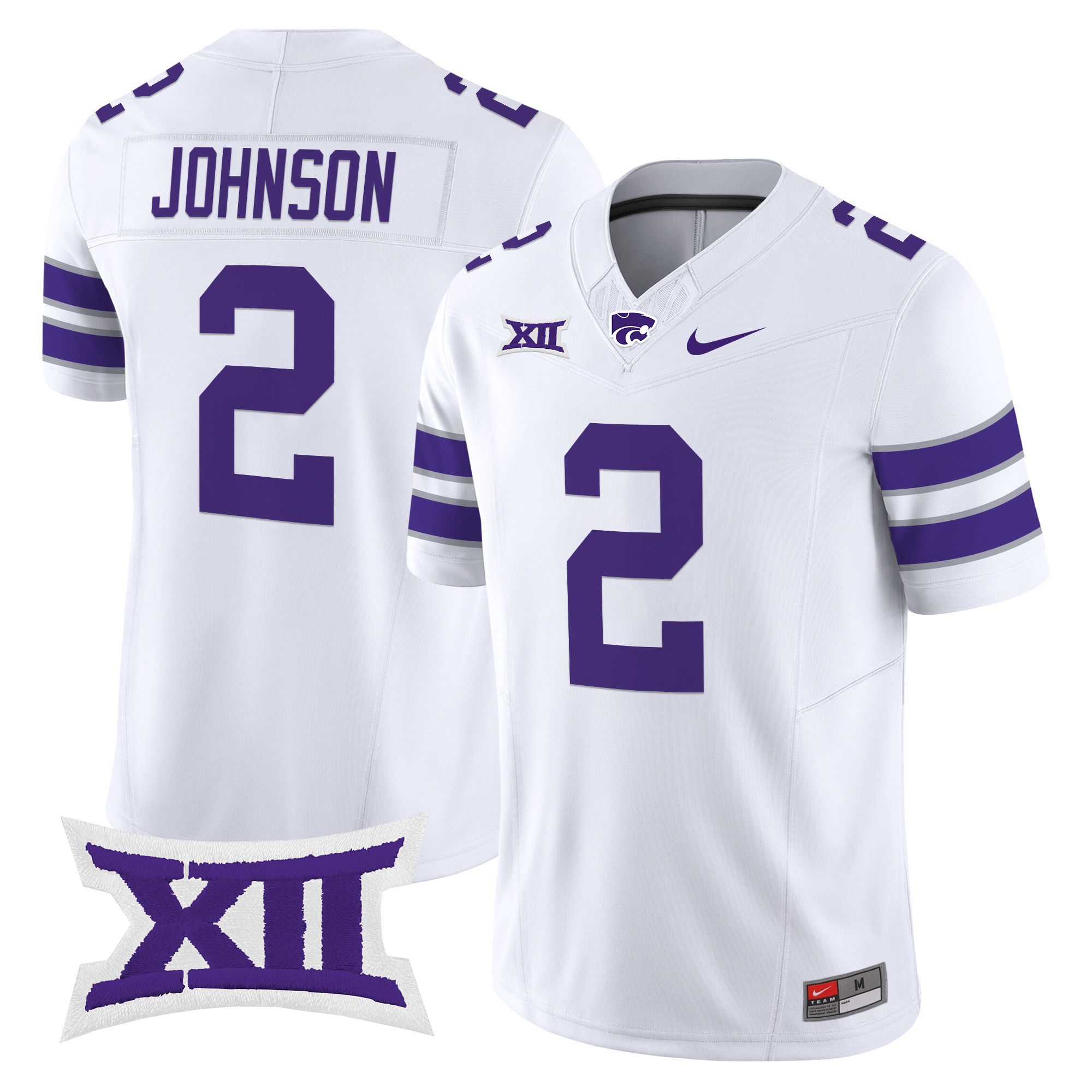 Men Kansas State Wildcats #2 Johnson White Nike 2024 Vapor Limited NCAA Jersey